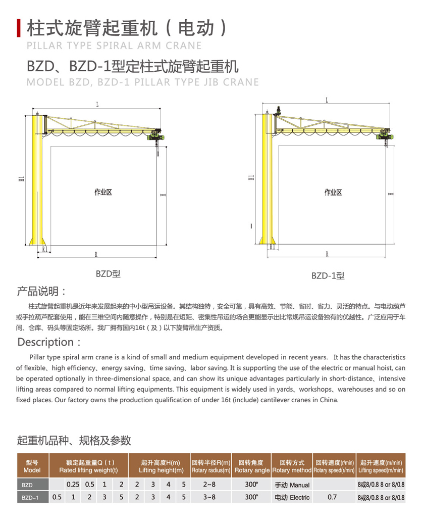 BZ型定柱式旋臂起重機 BZ型定柱式旋臂起重機